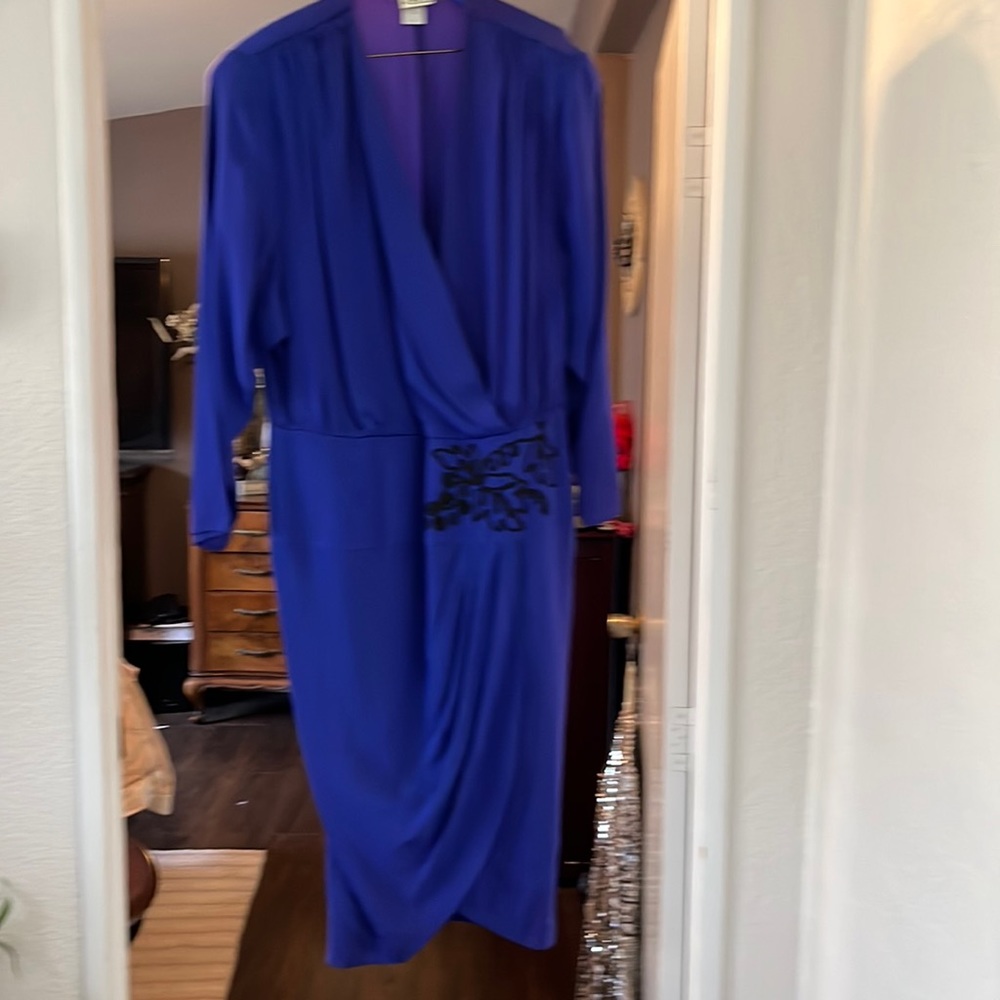 Vintage Barbara Barbara dress blue black embroidery size 14